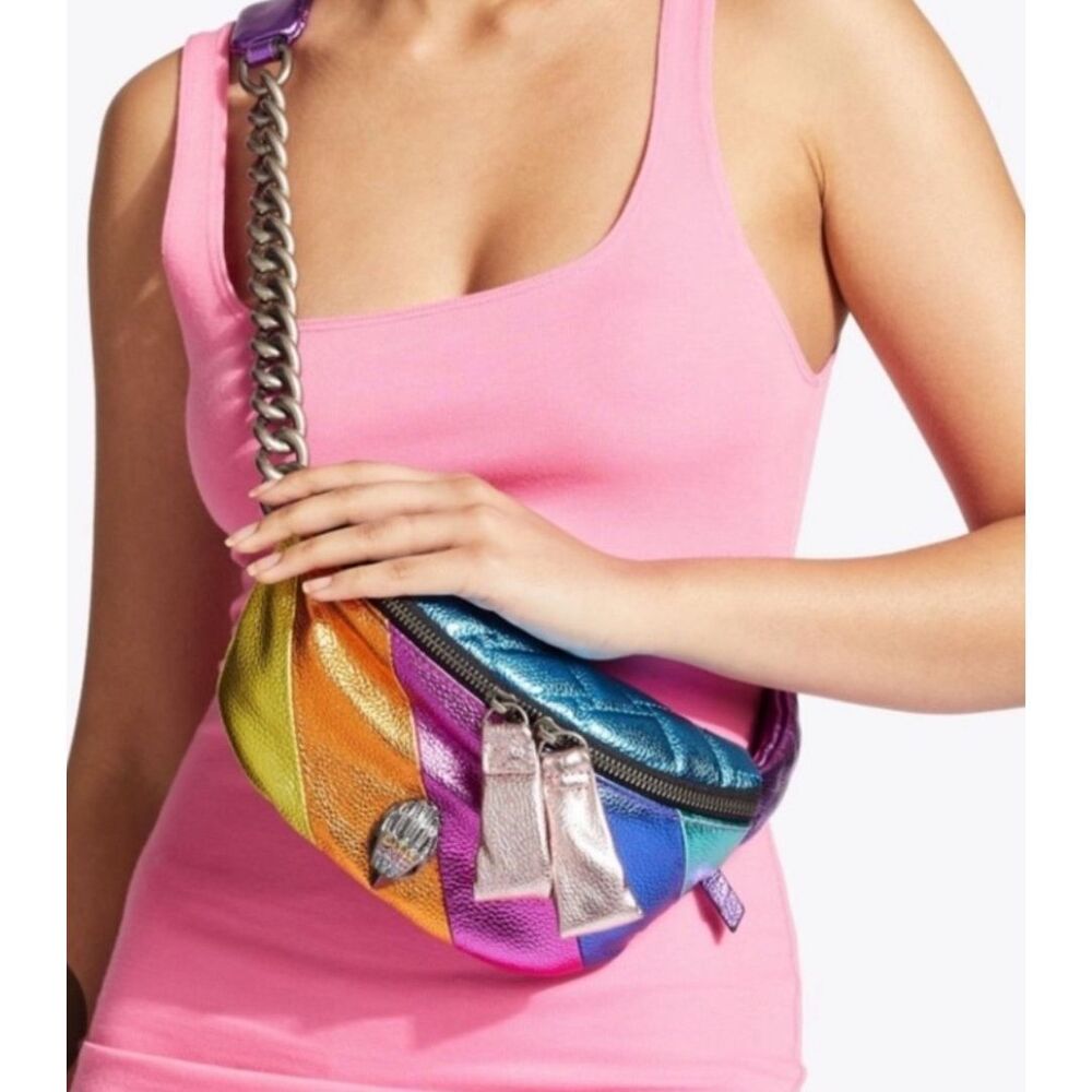 NEW KURT GEIGER LONDON Kensington Metallic Leather Belt Bag, $295